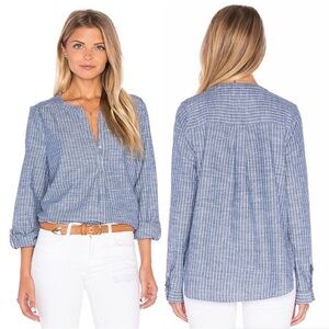 Joie Kalan Striped Chambray Boho Blouse Size Small 100% Cotton Nautical‎ Theme